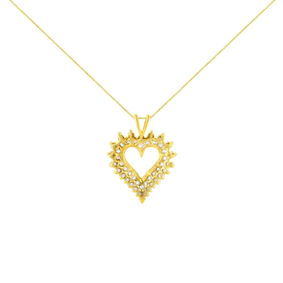 14K Yellow Gold Plated .925 Sterling Silver Brilliant-Cut Diamond Open Heart 18&quot; Pendant Necklace (K-L Color, I1-I2 Clarity) - LinkagejewelrydesignLinkagejewelrydesign