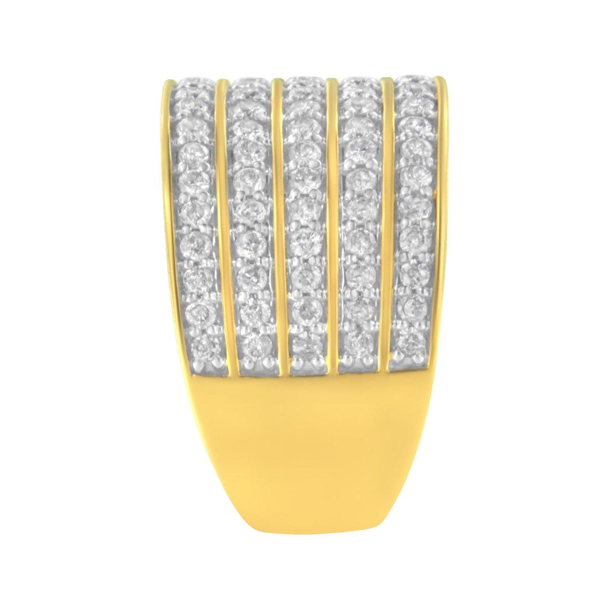 14K Yellow Gold Plated .925 Sterling Silver Diamond Multi-Row Band Ring (1 1/10 Cttw, J-K Color, I1-I2 Clarity) - Size 7 - LinkagejewelrydesignLinkagejewelrydesign