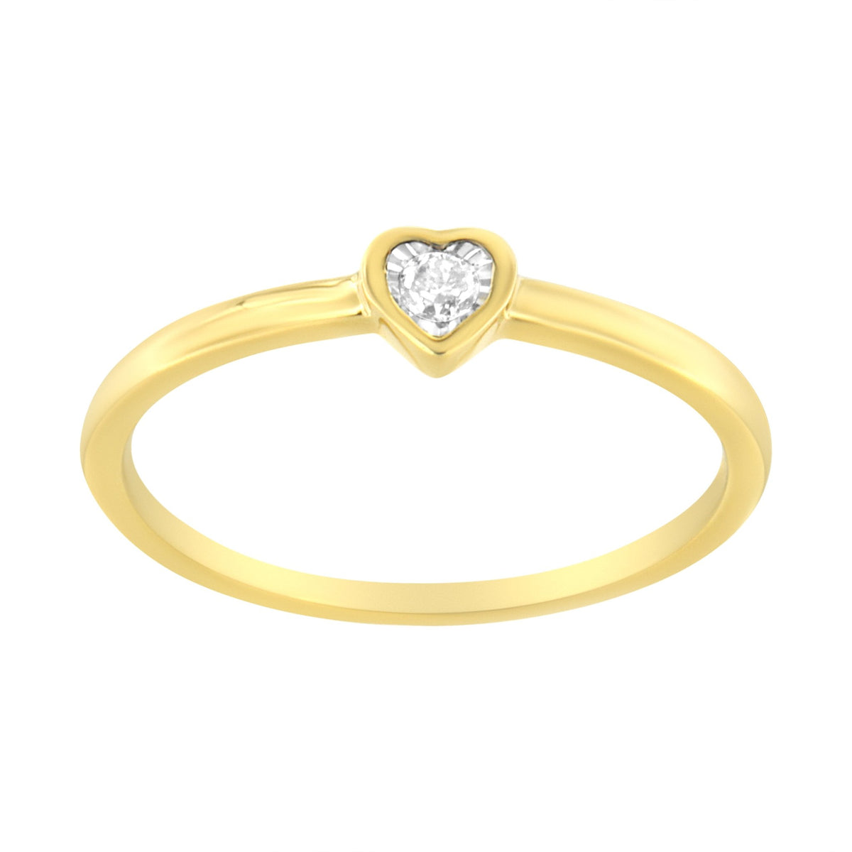 14K Yellow Gold Plated .925 Sterling Silver Miracle Set Diamond Accent Heart Shaped Promise Ring (J-K Color, I1-I2 Clarity) - Size 6 - LinkagejewelrydesignLinkagejewelrydesign