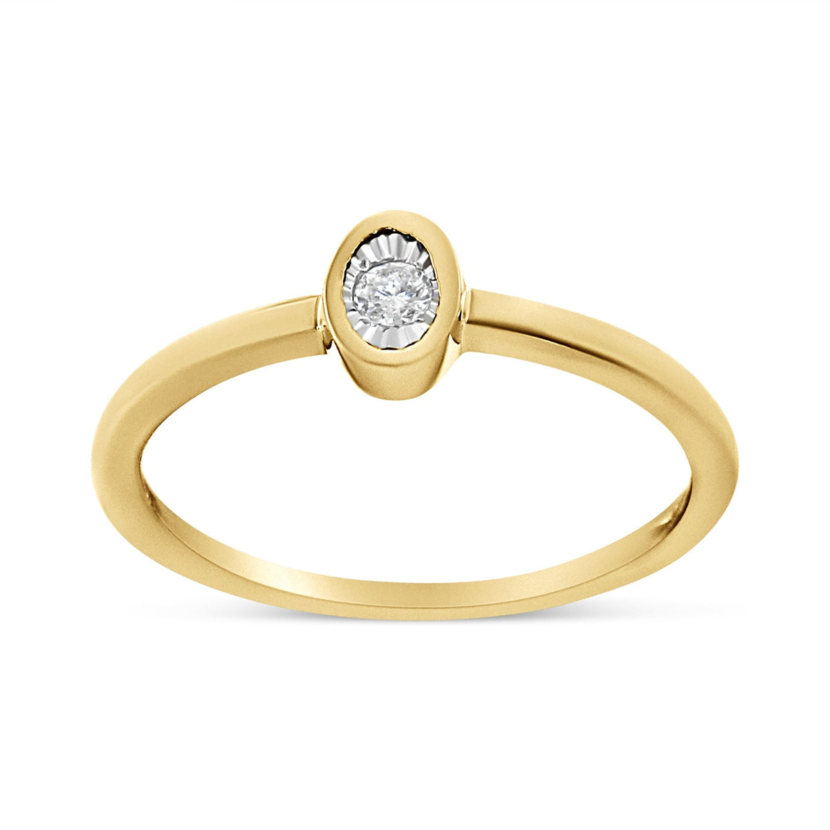 14K Yellow Gold Plated .925 Sterling Silver Miracle Set Diamond Accent Oval Shape Promise Ring (J-K Color, I1-I2 Clarity) - Size 6 - LinkagejewelrydesignLinkagejewelrydesign