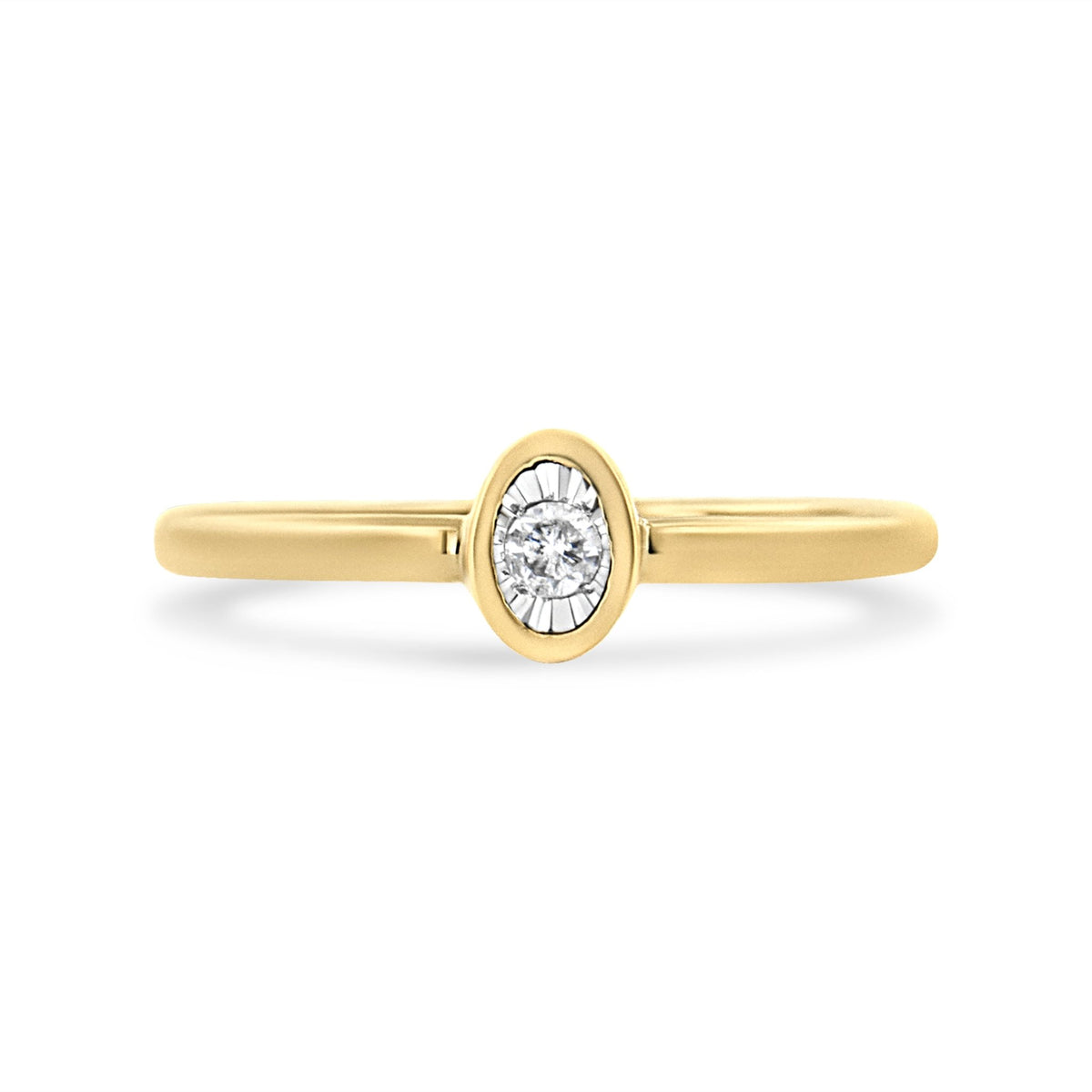 14K Yellow Gold Plated .925 Sterling Silver Miracle Set Diamond Accent Oval Shape Promise Ring (J-K Color, I1-I2 Clarity) - Size 6 - LinkagejewelrydesignLinkagejewelrydesign