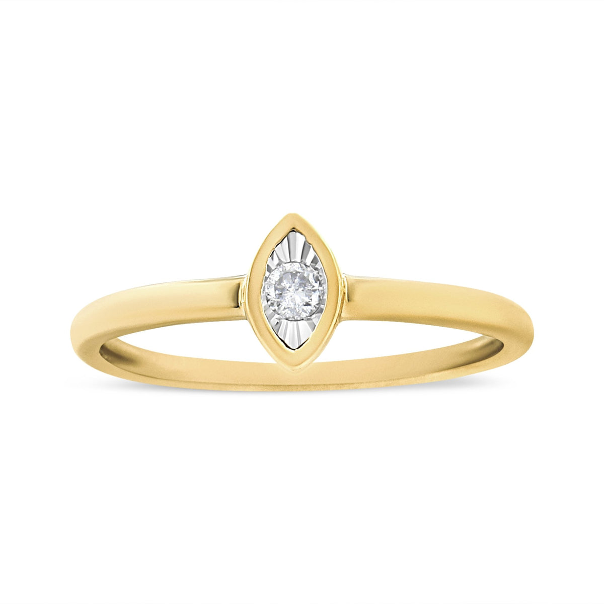 14K Yellow Gold Plated Sterling Silver 1/20 Cttw Miracle Set Diamond Ring (J-K Color, I1-I2 Clarity) - Size 6 - LinkagejewelrydesignLinkagejewelrydesign