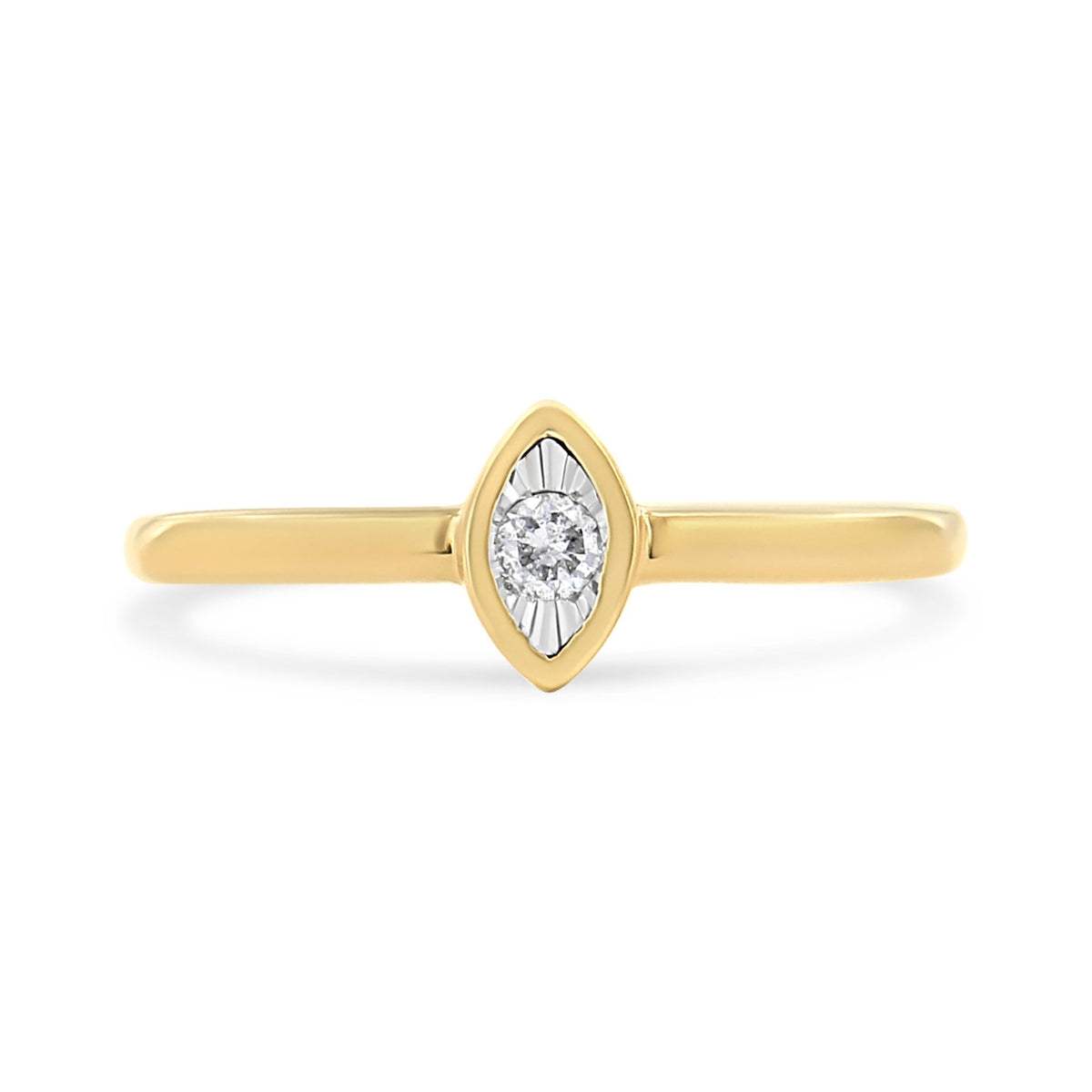 14K Yellow Gold Plated Sterling Silver 1/20 Cttw Miracle Set Diamond Ring (J-K Color, I1-I2 Clarity) - Size 6 - LinkagejewelrydesignLinkagejewelrydesign