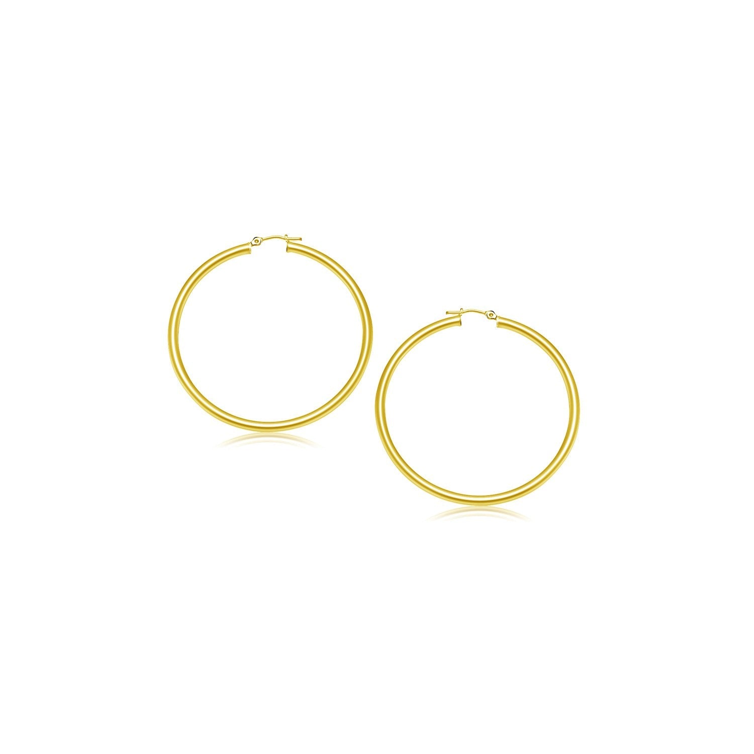 14k Yellow Gold Polished Hoop Earrings (15 mm) - LinkagejewelrydesignLinkagejewelrydesign