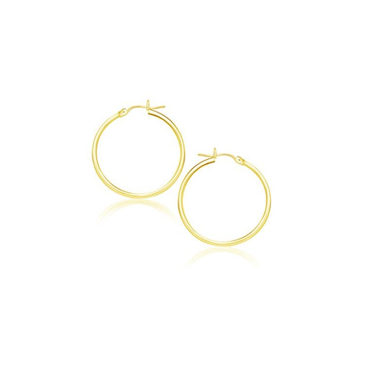 14k Yellow Gold Polished Hoop Earrings (20 mm) - LinkagejewelrydesignLinkagejewelrydesign