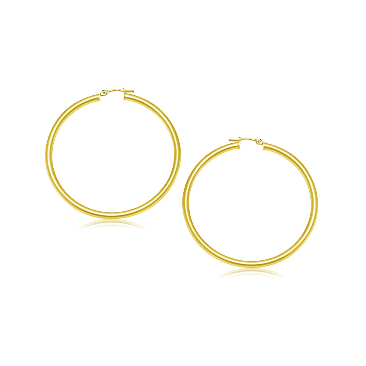 14k Yellow Gold Polished Hoop Earrings (25 mm) - LinkagejewelrydesignLinkagejewelrydesign