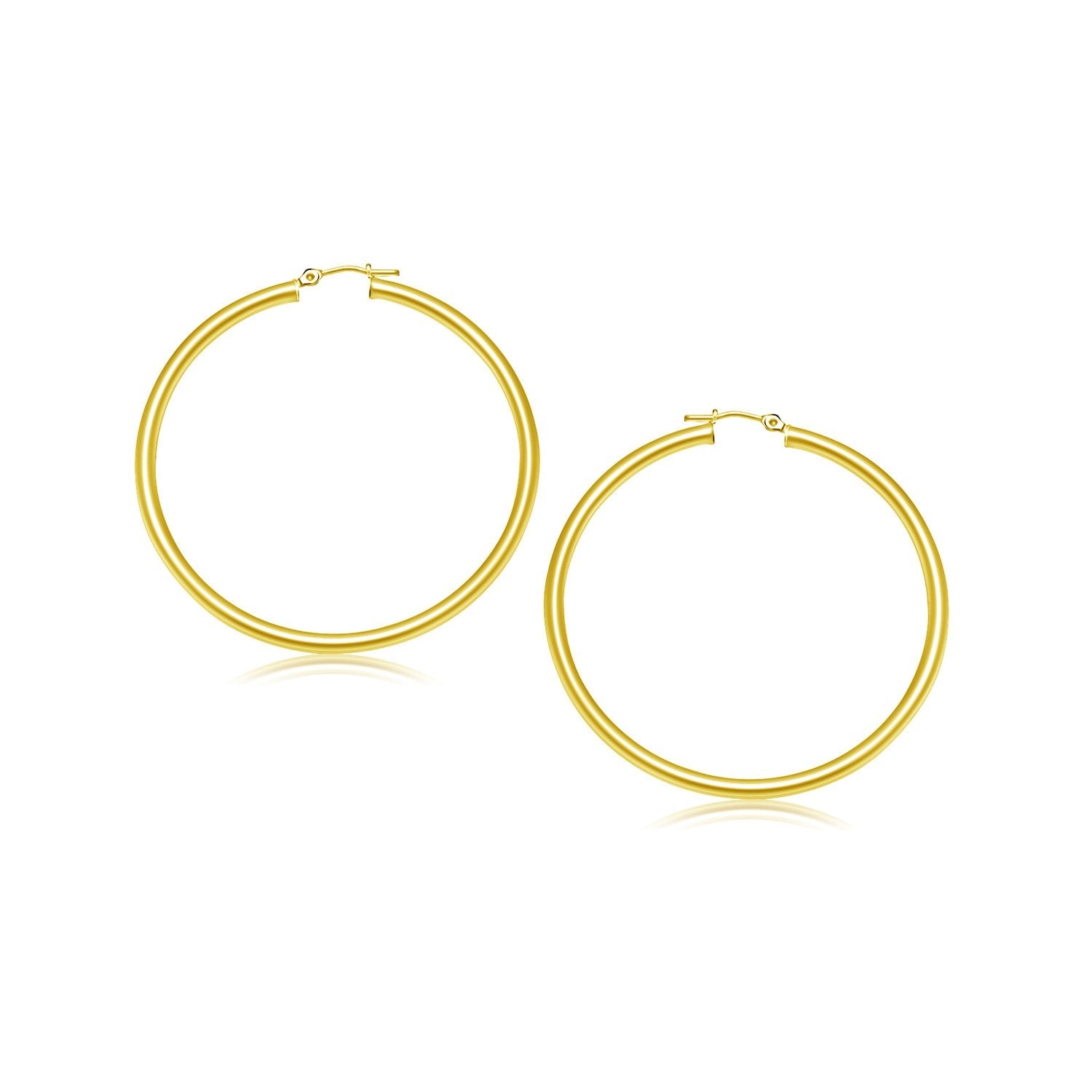 14k Yellow Gold Polished Hoop Earrings (25 mm) - LinkagejewelrydesignLinkagejewelrydesign