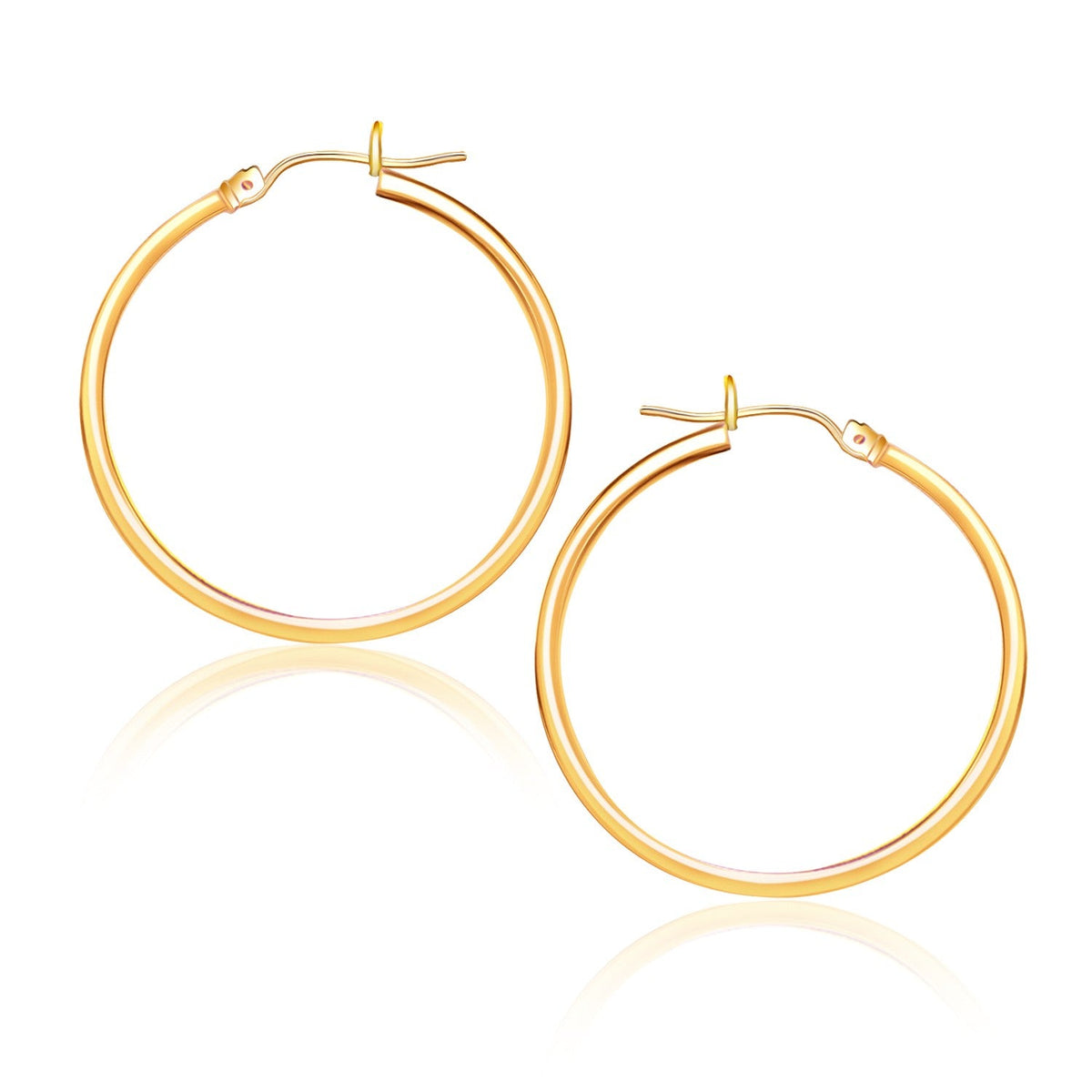14k Yellow Gold Polished Hoop Earrings (25 mm) - LinkagejewelrydesignLinkagejewelrydesign