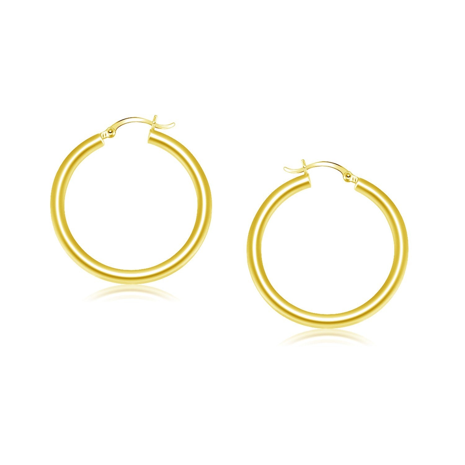 14k Yellow Gold Polished Hoop Earrings (25 mm) - LinkagejewelrydesignLinkagejewelrydesign