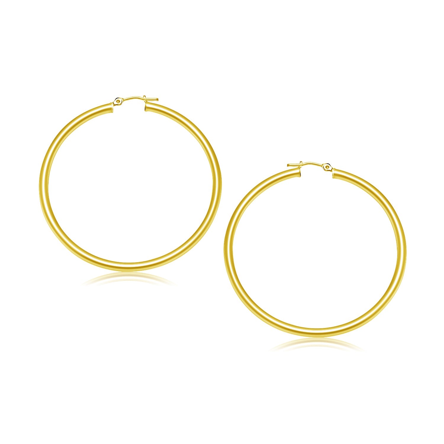 14k Yellow Gold Polished Hoop Earrings (30 mm) - LinkagejewelrydesignLinkagejewelrydesign