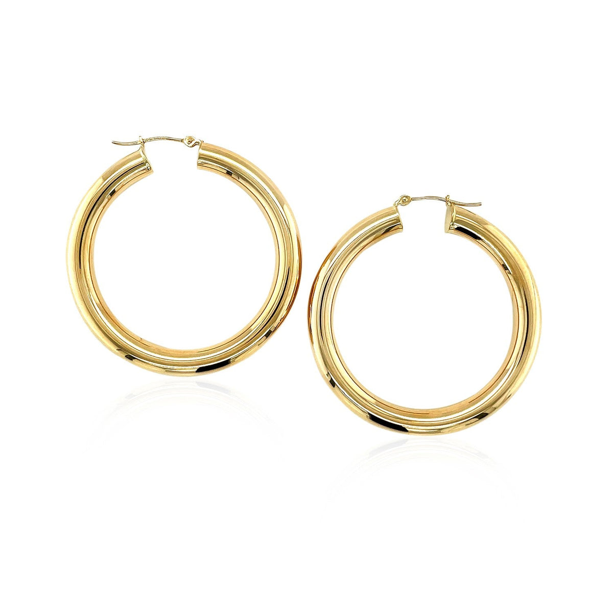14k Yellow Gold Polished Hoop Earrings (40 mm) - LinkagejewelrydesignLinkagejewelrydesign