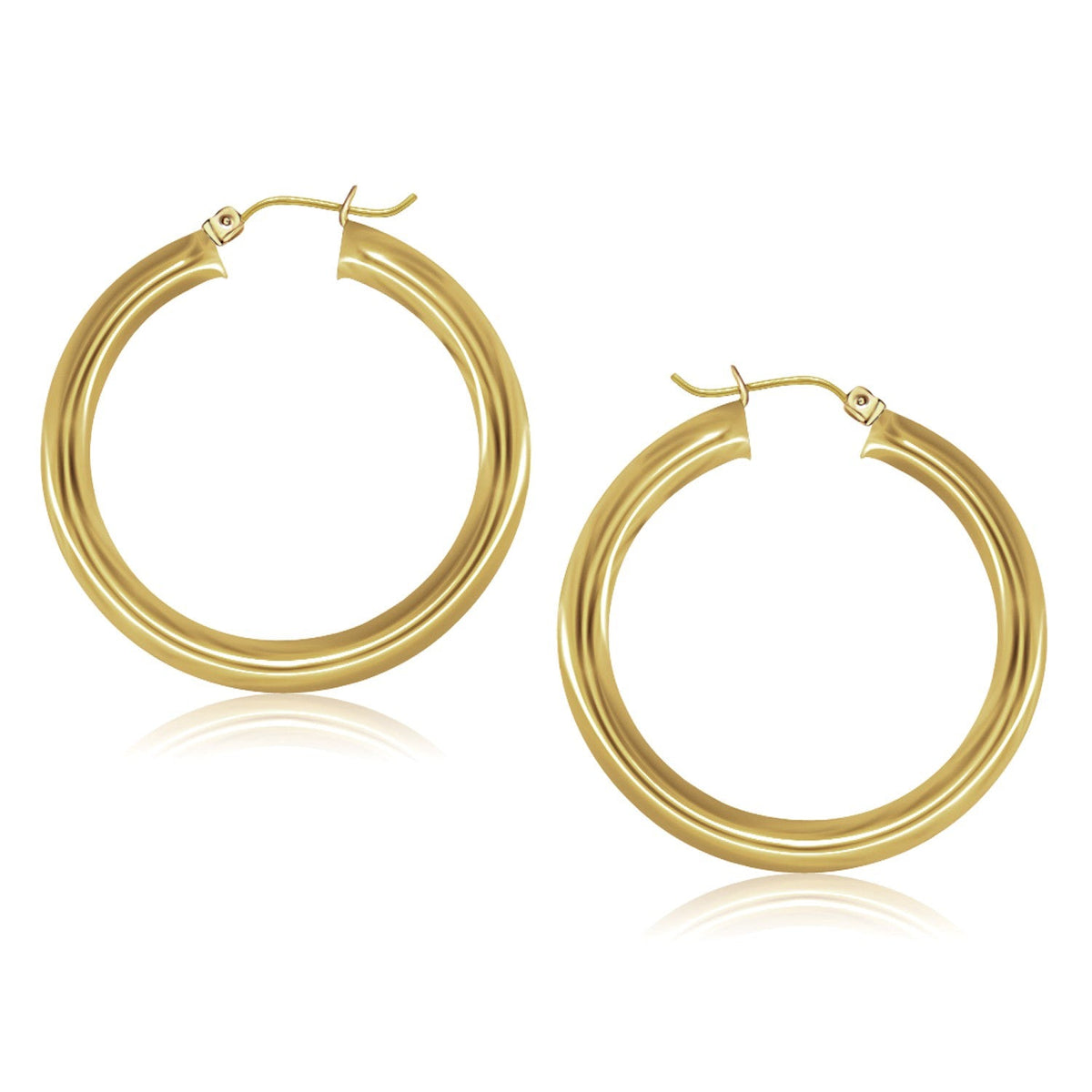 14k Yellow Gold Polished Hoop Earrings (40 mm) - LinkagejewelrydesignLinkagejewelrydesign