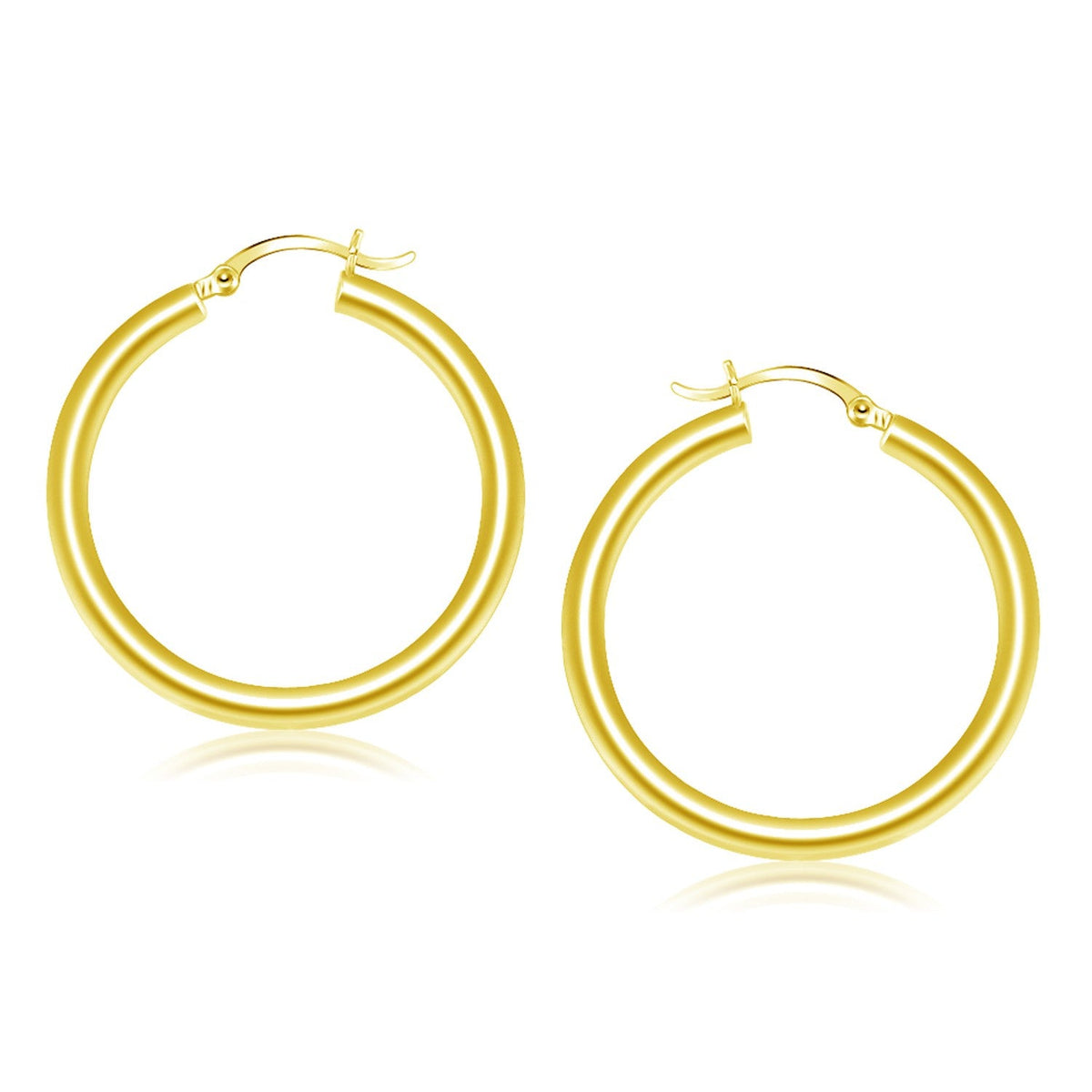 14k Yellow Gold Polished Hoop Earrings (40 mm) - LinkagejewelrydesignLinkagejewelrydesign