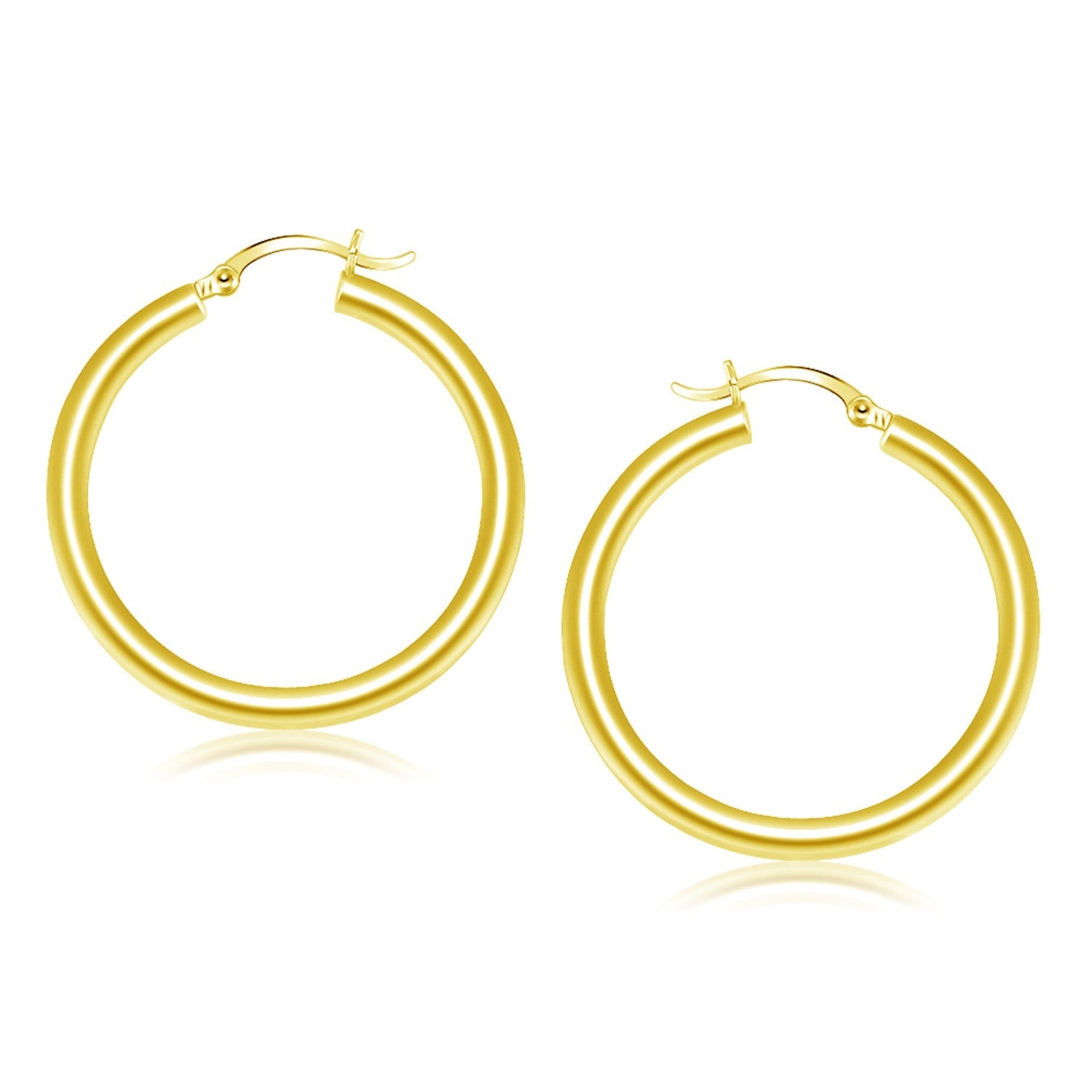 14k Yellow Gold Polished Hoop Earrings (40 mm) - LinkagejewelrydesignLinkagejewelrydesign