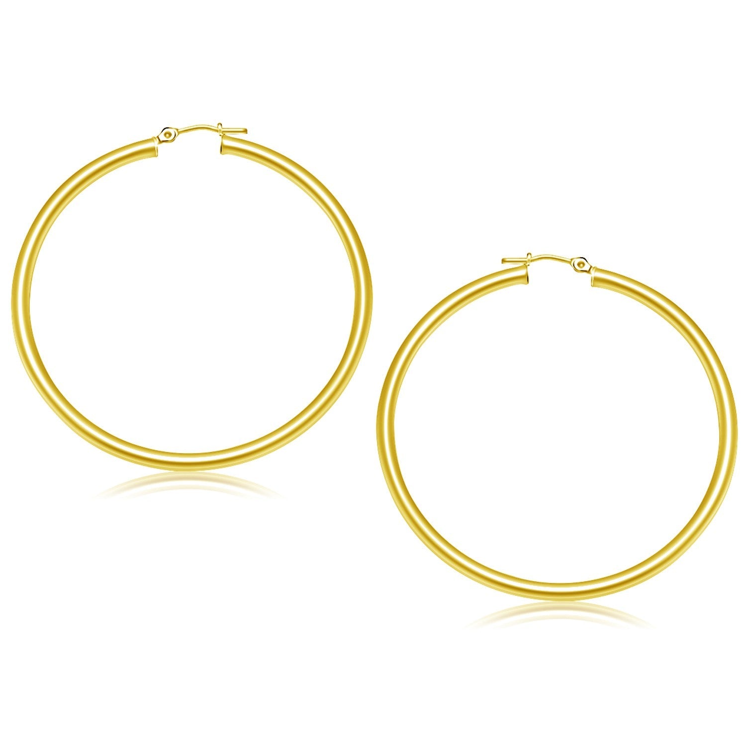 14k Yellow Gold Polished Hoop Earrings (50 mm) - LinkagejewelrydesignLinkagejewelrydesign