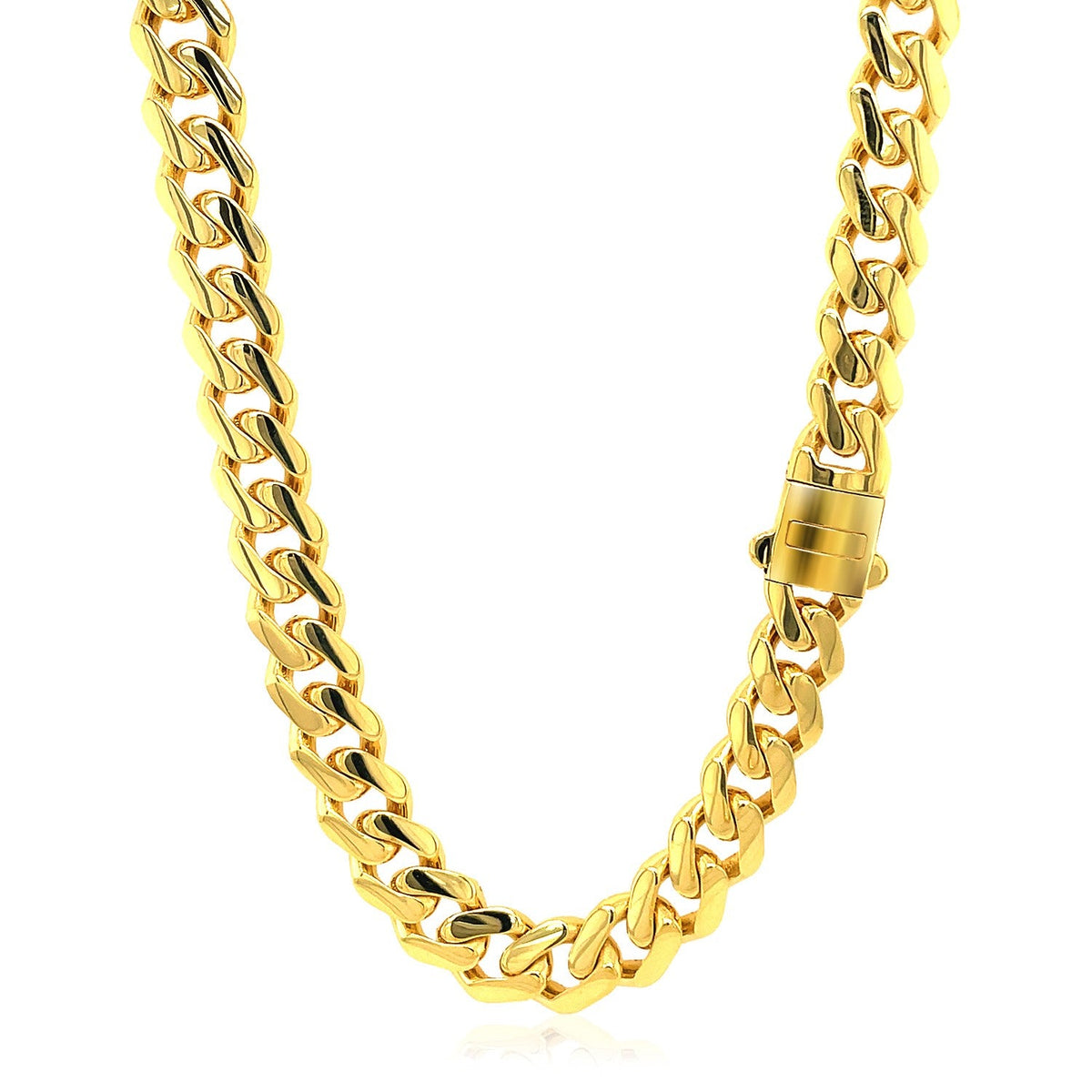 14k Yellow Gold Polished Miami Cuban Chain Necklace - LinkagejewelrydesignLinkagejewelrydesign