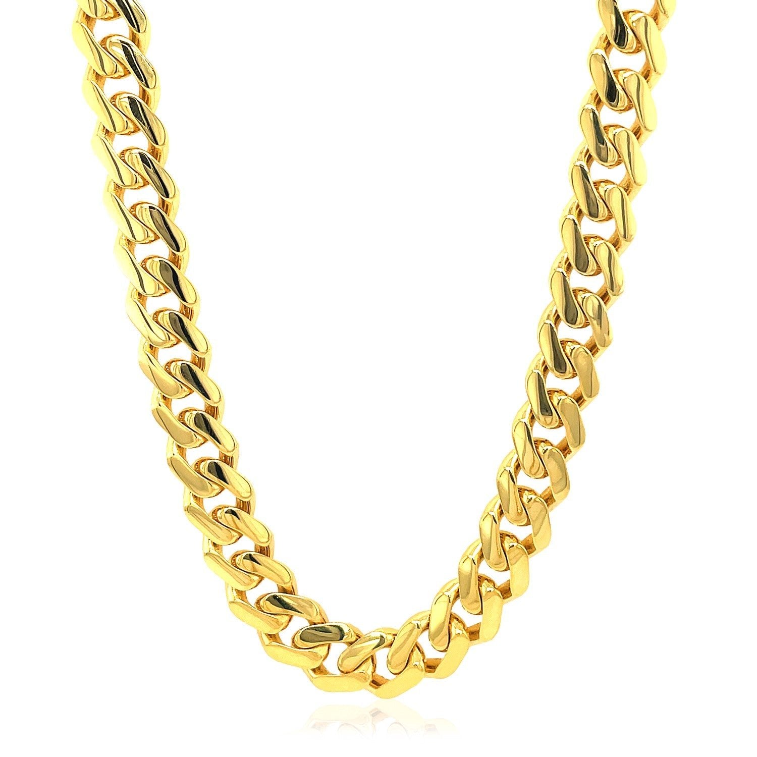 14k Yellow Gold Polished Miami Cuban Chain Necklace - LinkagejewelrydesignLinkagejewelrydesign