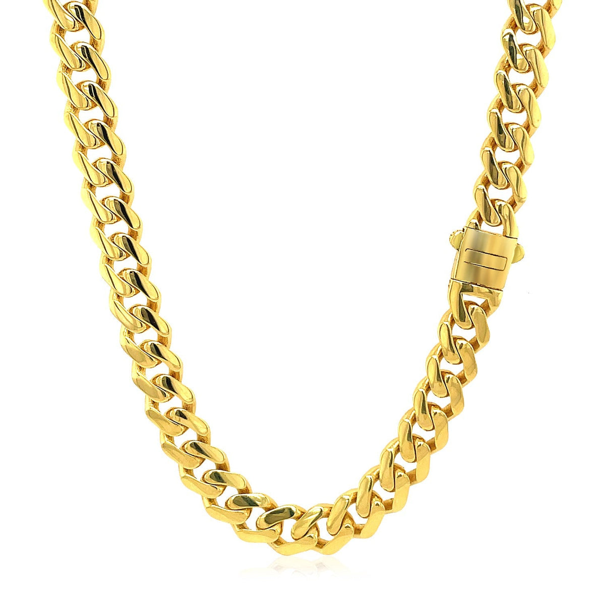 14k Yellow Gold Polished Miami Cuban Chain Necklace - LinkagejewelrydesignLinkagejewelrydesign