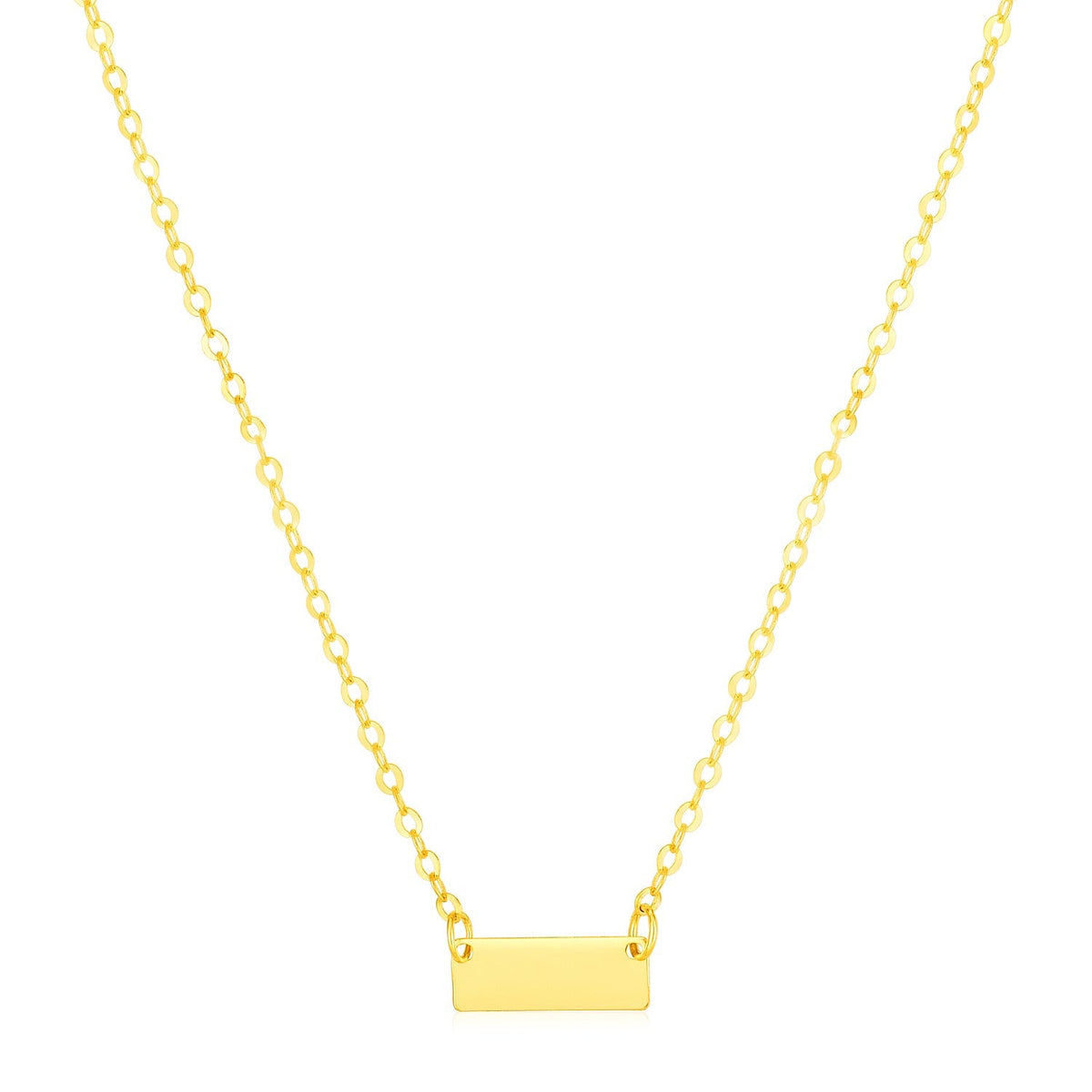 14k Yellow Gold Polished Mini Bar Necklace - LinkagejewelrydesignLinkagejewelrydesign