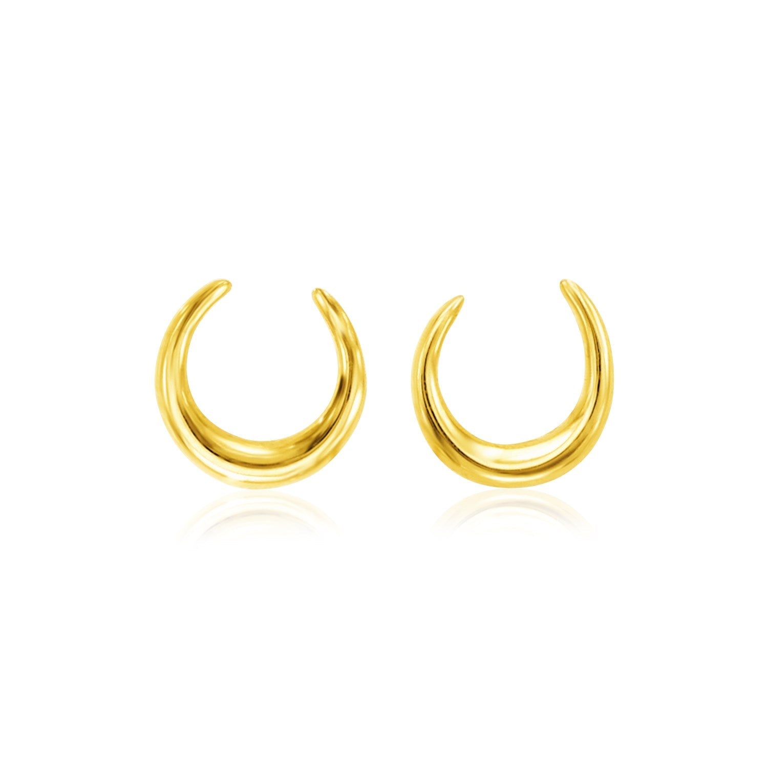 14k Yellow Gold Polished Moon Earrings - LinkagejewelrydesignLinkagejewelrydesign