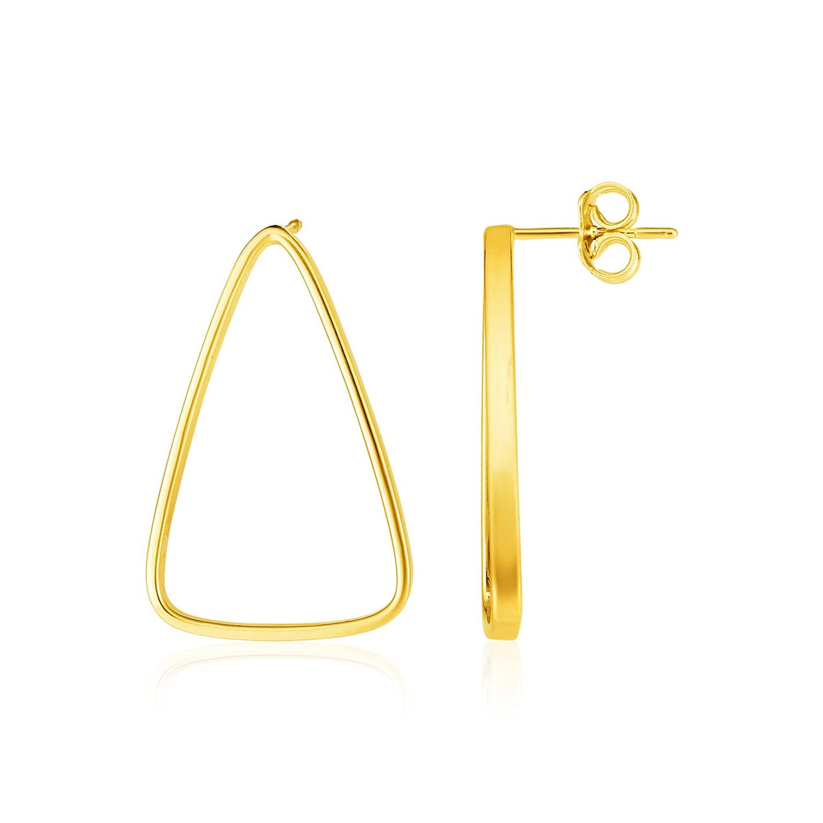 14k Yellow Gold Polished Open Triangle Post Earrings - LinkagejewelrydesignLinkagejewelrydesign