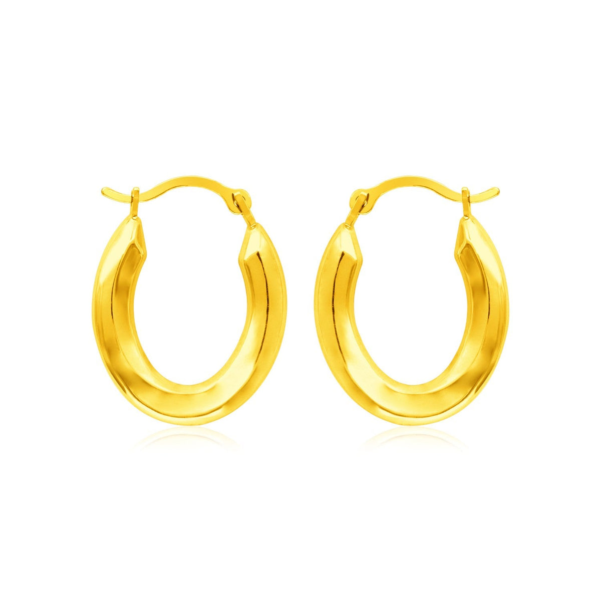 14k Yellow Gold Polished Oval Hoop Earrings - LinkagejewelrydesignLinkagejewelrydesign