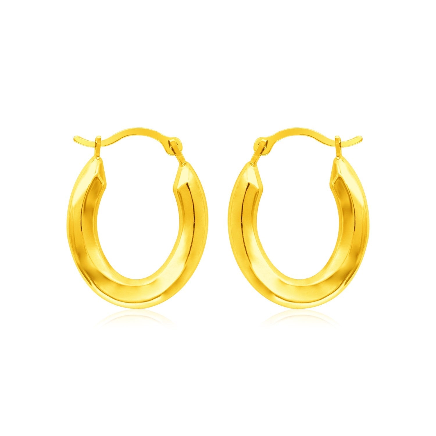 14k Yellow Gold Polished Oval Hoop Earrings - LinkagejewelrydesignLinkagejewelrydesign