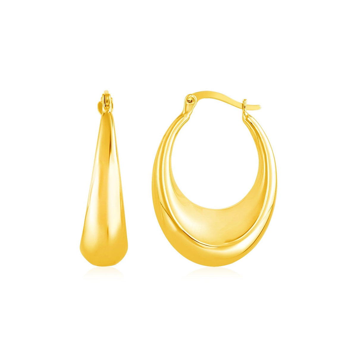 14k Yellow Gold Polished Puffed Hoop Earrings - LinkagejewelrydesignLinkagejewelrydesign