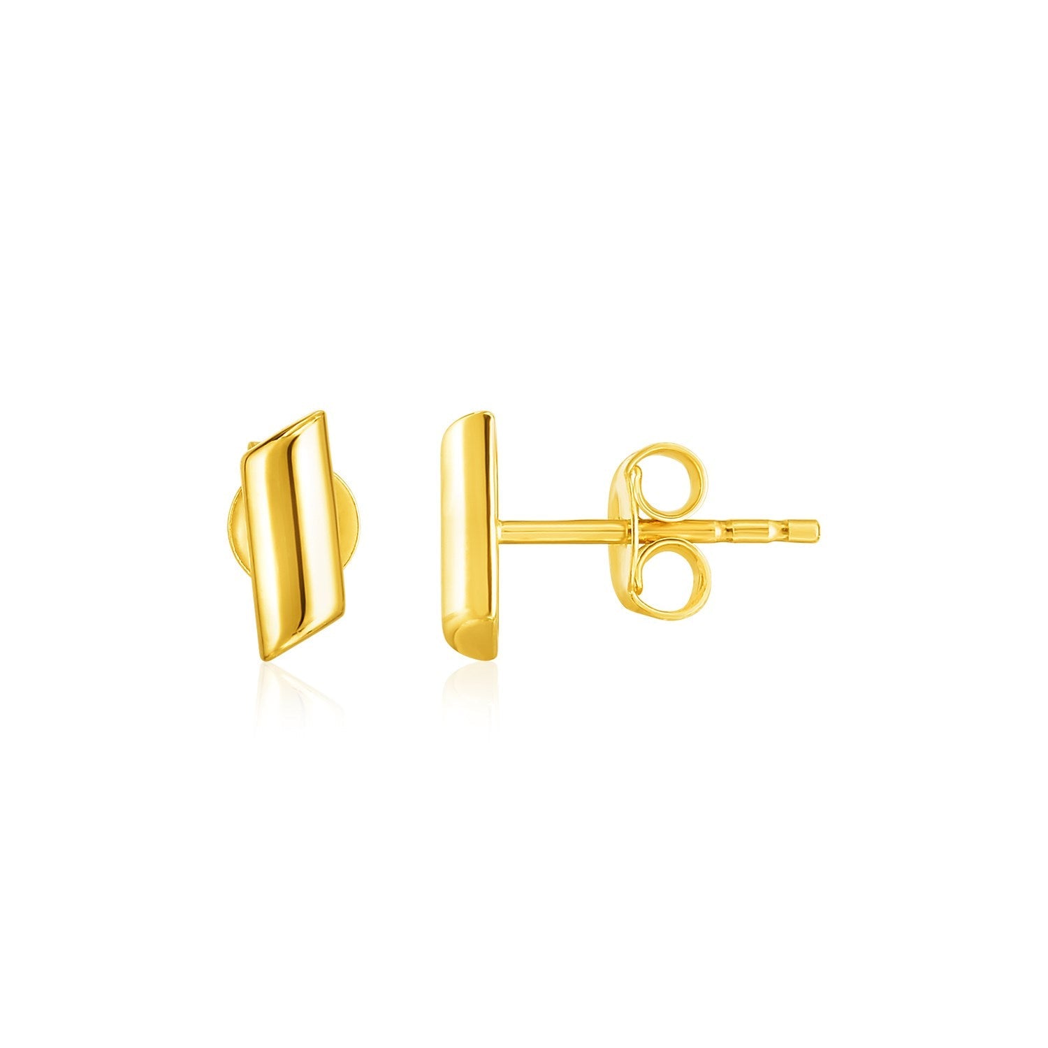 14k Yellow Gold Polished Rectangular Post Earrings - LinkagejewelrydesignLinkagejewelrydesign