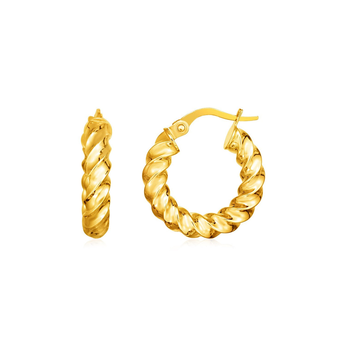 14k Yellow Gold Polished Twisted Hoop Earrings - LinkagejewelrydesignLinkagejewelrydesign