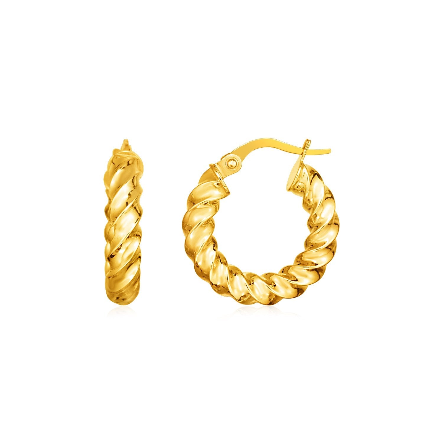 14k Yellow Gold Polished Twisted Hoop Earrings - LinkagejewelrydesignLinkagejewelrydesign