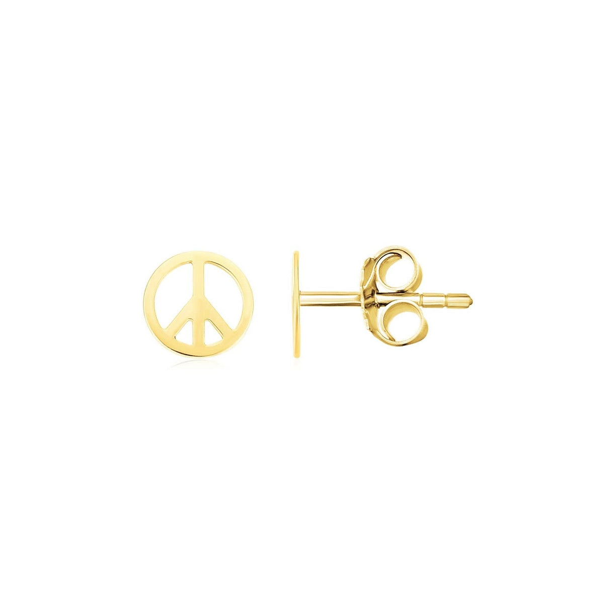 14k Yellow Gold Post Earrings with Peace Signs - LinkagejewelrydesignLinkagejewelrydesign