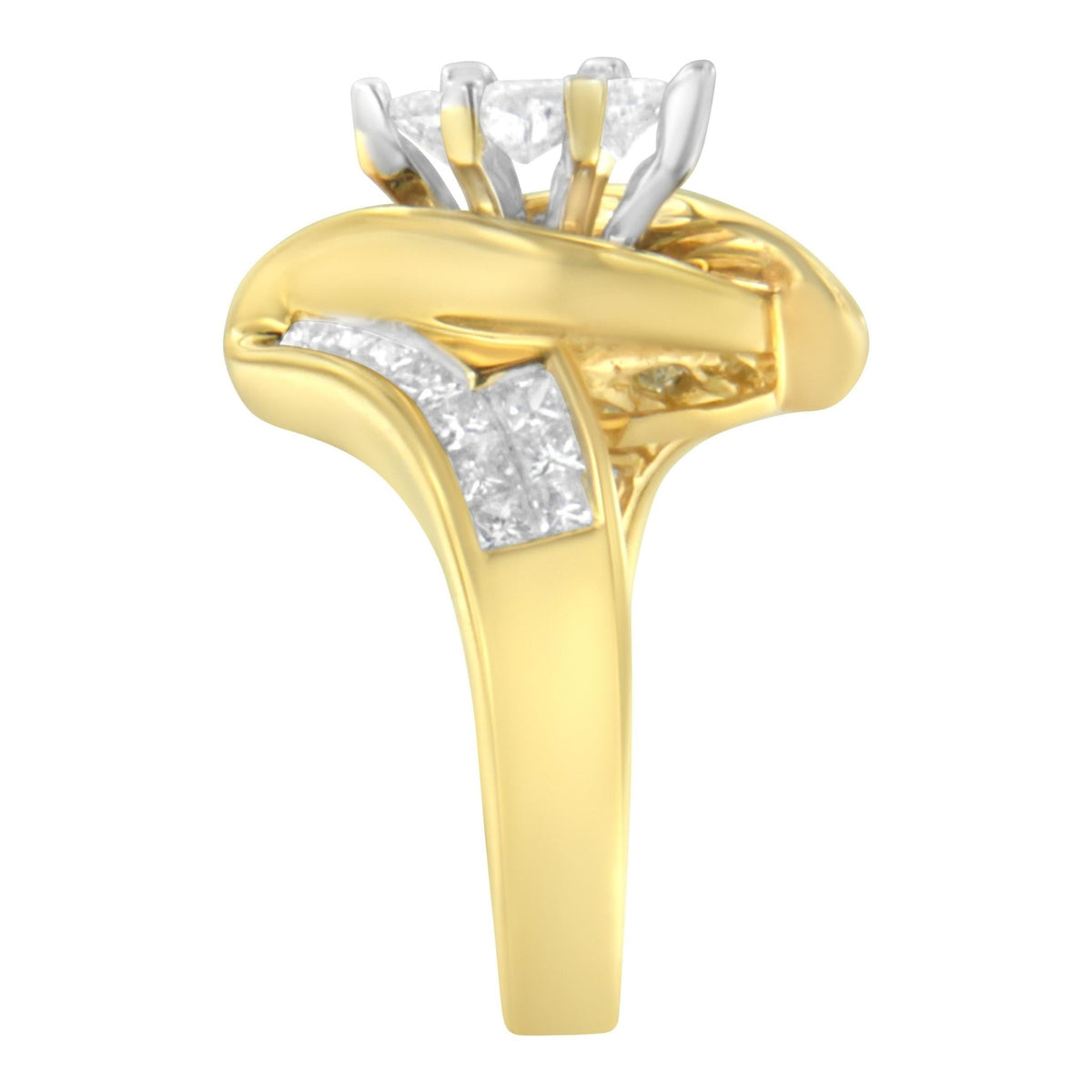 14K Yellow Gold Princess, Baguette, and Pie cut Diamond Marquise Shaped Ring (1 1/4 Cttw, G-H Color, SI1-SI2 Clarity) - Size 5-1/2 - LinkagejewelrydesignLinkagejewelrydesign