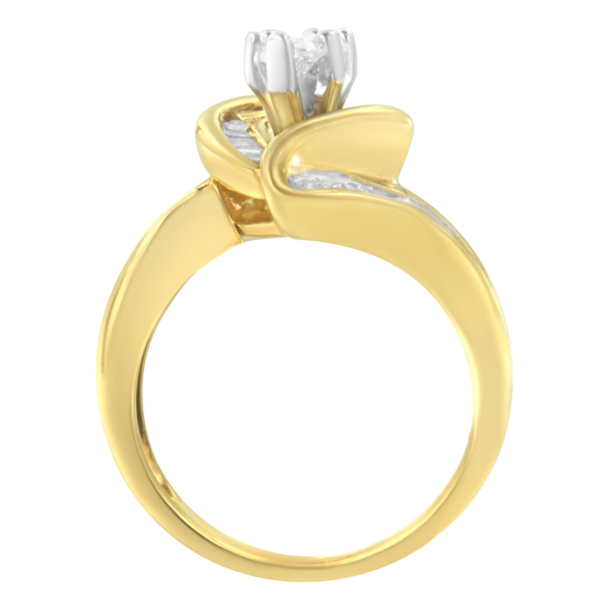 14K Yellow Gold Princess, Baguette, and Pie cut Diamond Marquise Shaped Ring (1 1/4 Cttw, G-H Color, SI1-SI2 Clarity) - Size 5-1/2 - LinkagejewelrydesignLinkagejewelrydesign