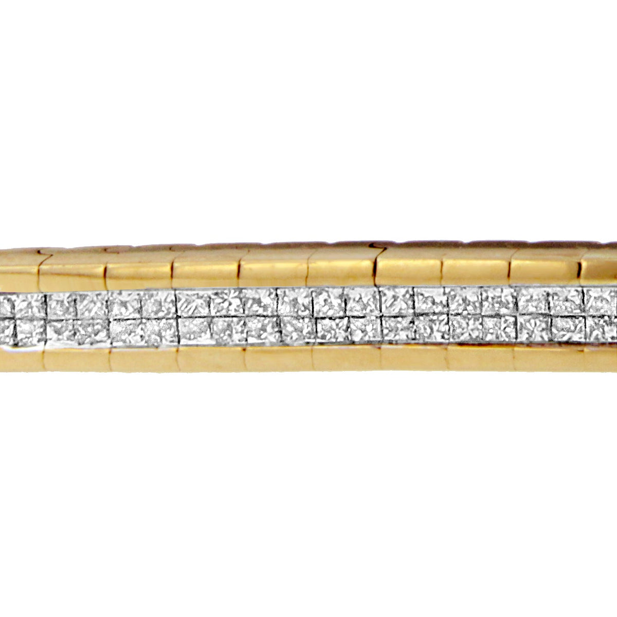 14K Yellow Gold Princess-Cut Diamond Banded Bracelet (1.10 cttw, G-H Color, SI1-SI2 Clarity) - LinkagejewelrydesignLinkagejewelrydesign