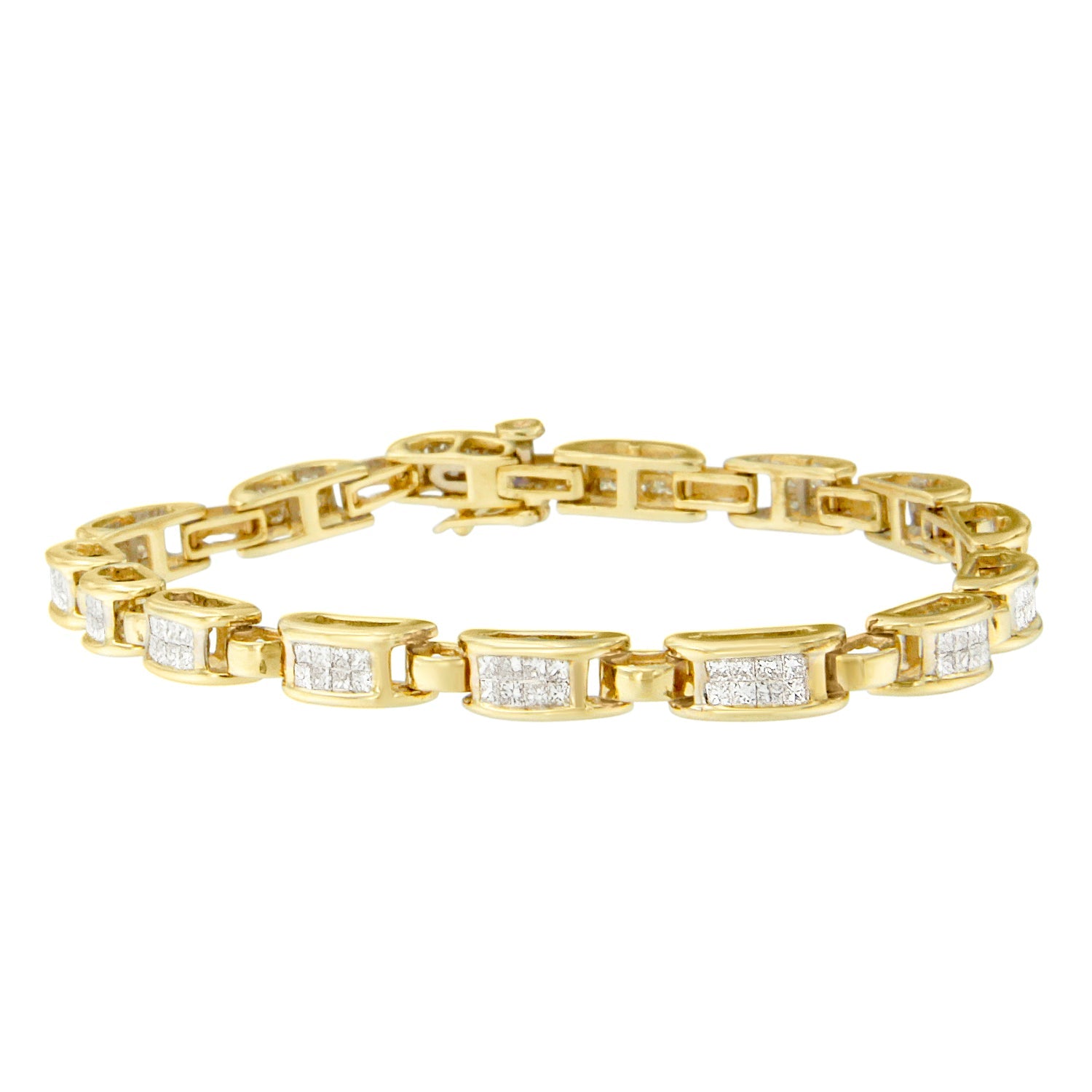 14K Yellow Gold Princess-Cut Diamond Links of Love Bracelet (2.00 cttw, H-I Color, SI2-I1 Clarity) - LinkagejewelrydesignLinkagejewelrydesign