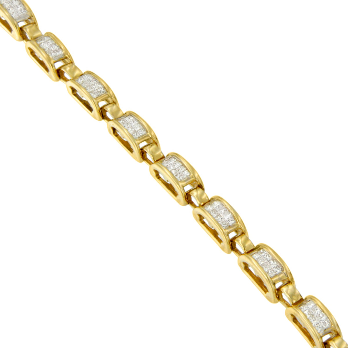 14K Yellow Gold Princess-Cut Diamond Links of Love Bracelet (2.00 cttw, H-I Color, SI2-I1 Clarity) - LinkagejewelrydesignLinkagejewelrydesign