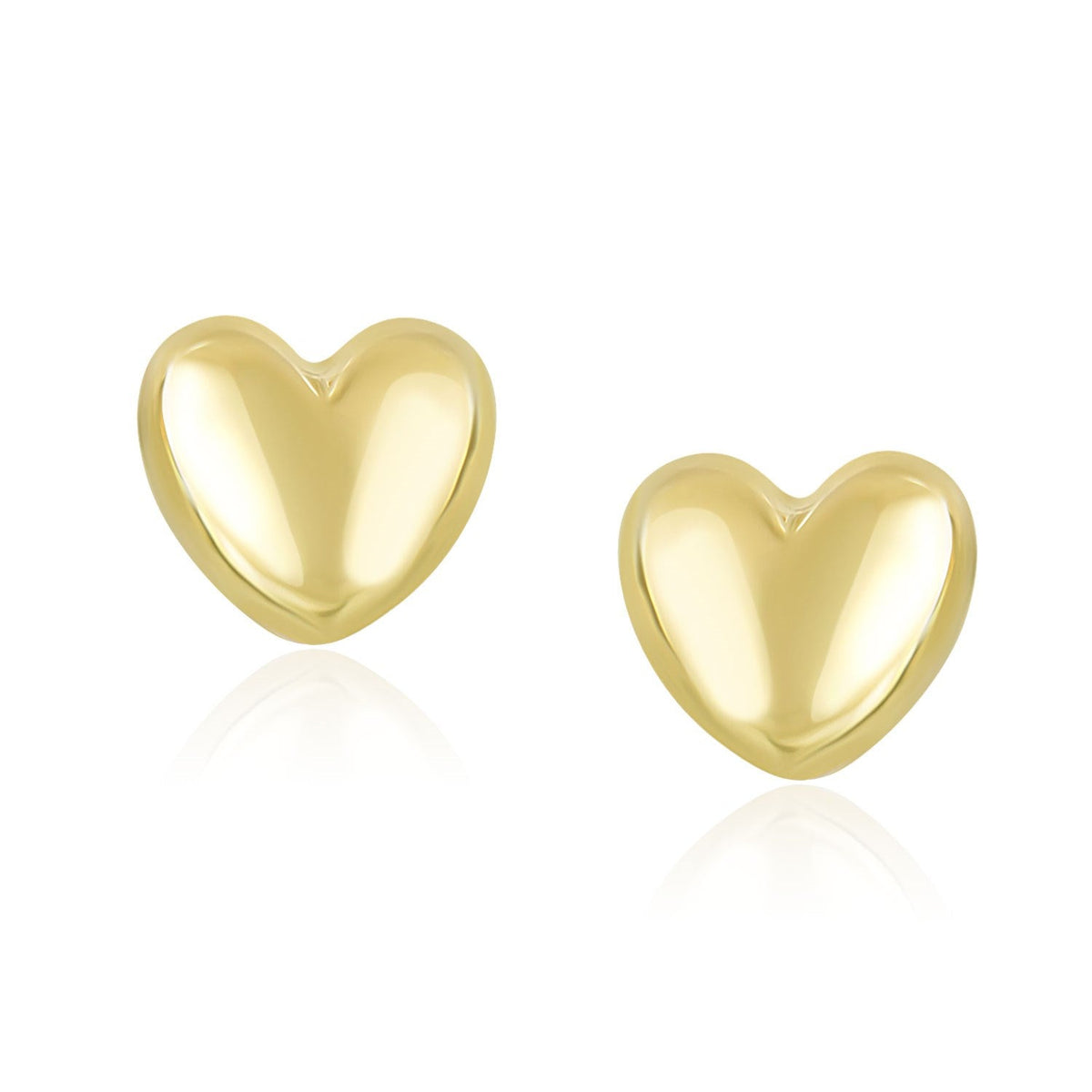 14k Yellow Gold Puffed Heart Shape Shiny Earrings - LinkagejewelrydesignLinkagejewelrydesign