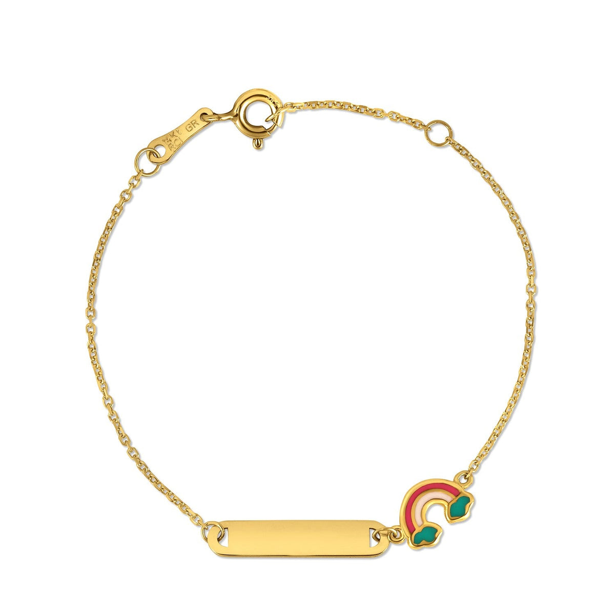 14k Yellow Gold Rainbow Childrens Bracelet - LinkagejewelrydesignLinkagejewelrydesign