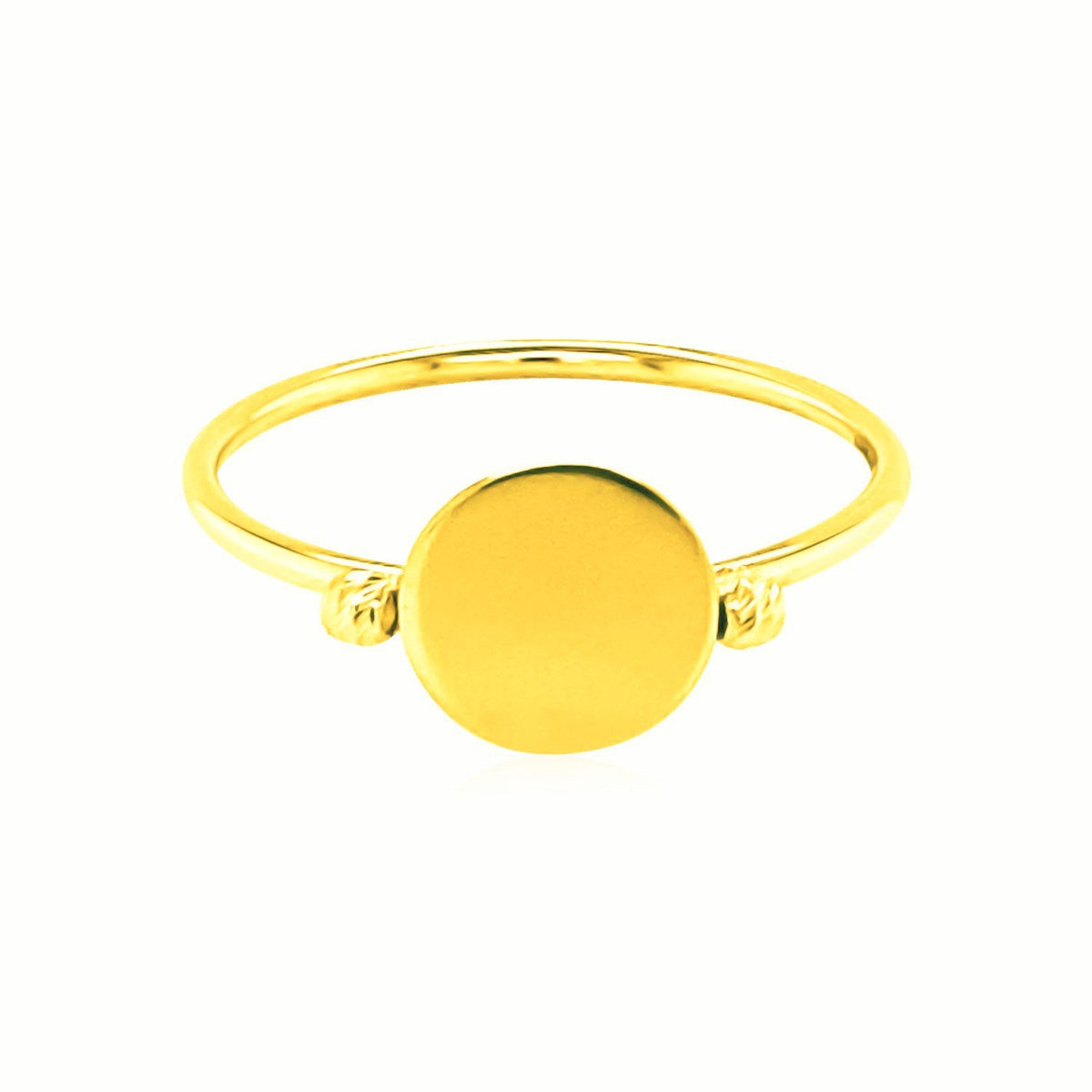 14k Yellow Gold Ring with Polished Oval - LinkagejewelrydesignLinkagejewelrydesign