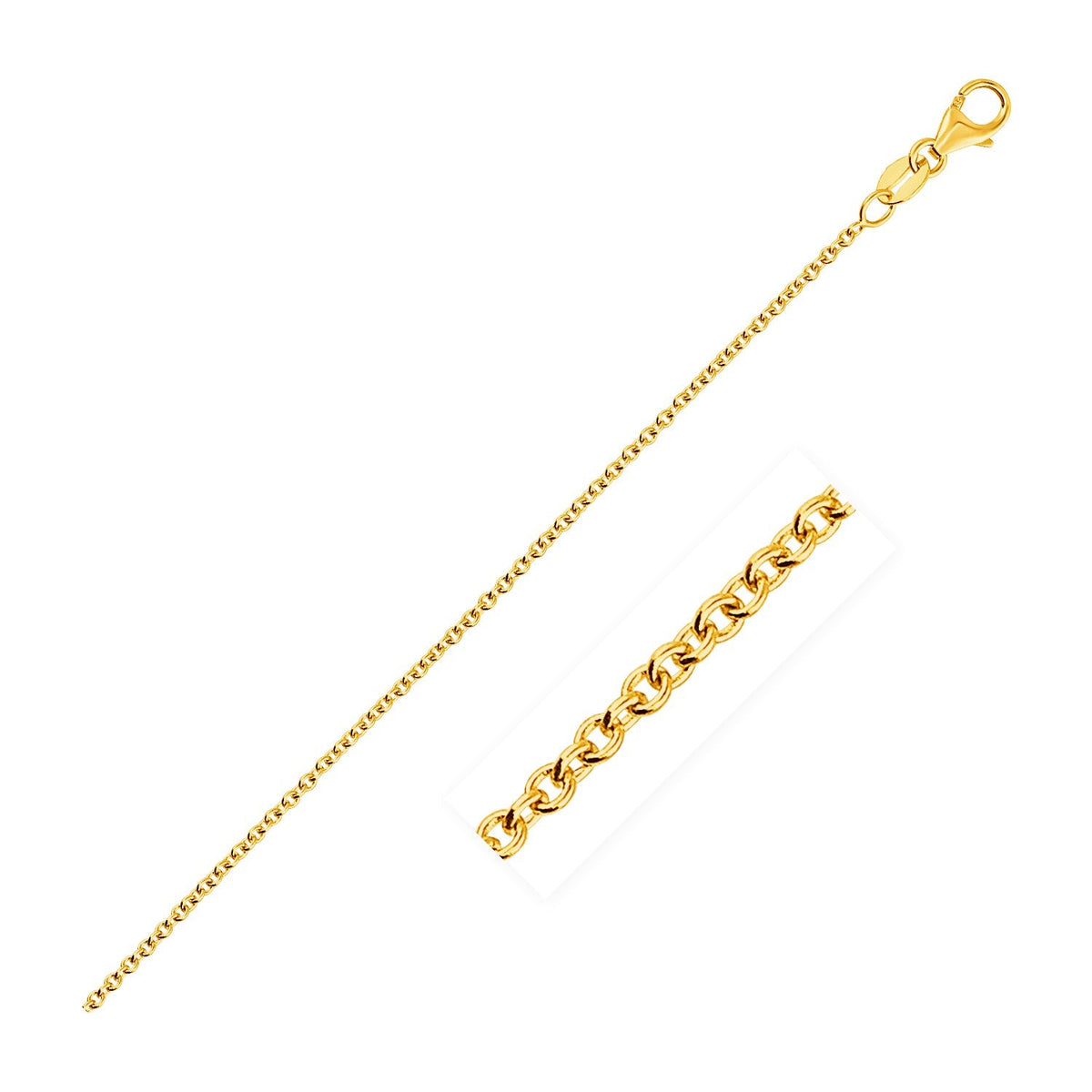 14k Yellow Gold Round Cable Link Chain 1.3mm - LinkagejewelrydesignLinkagejewelrydesign