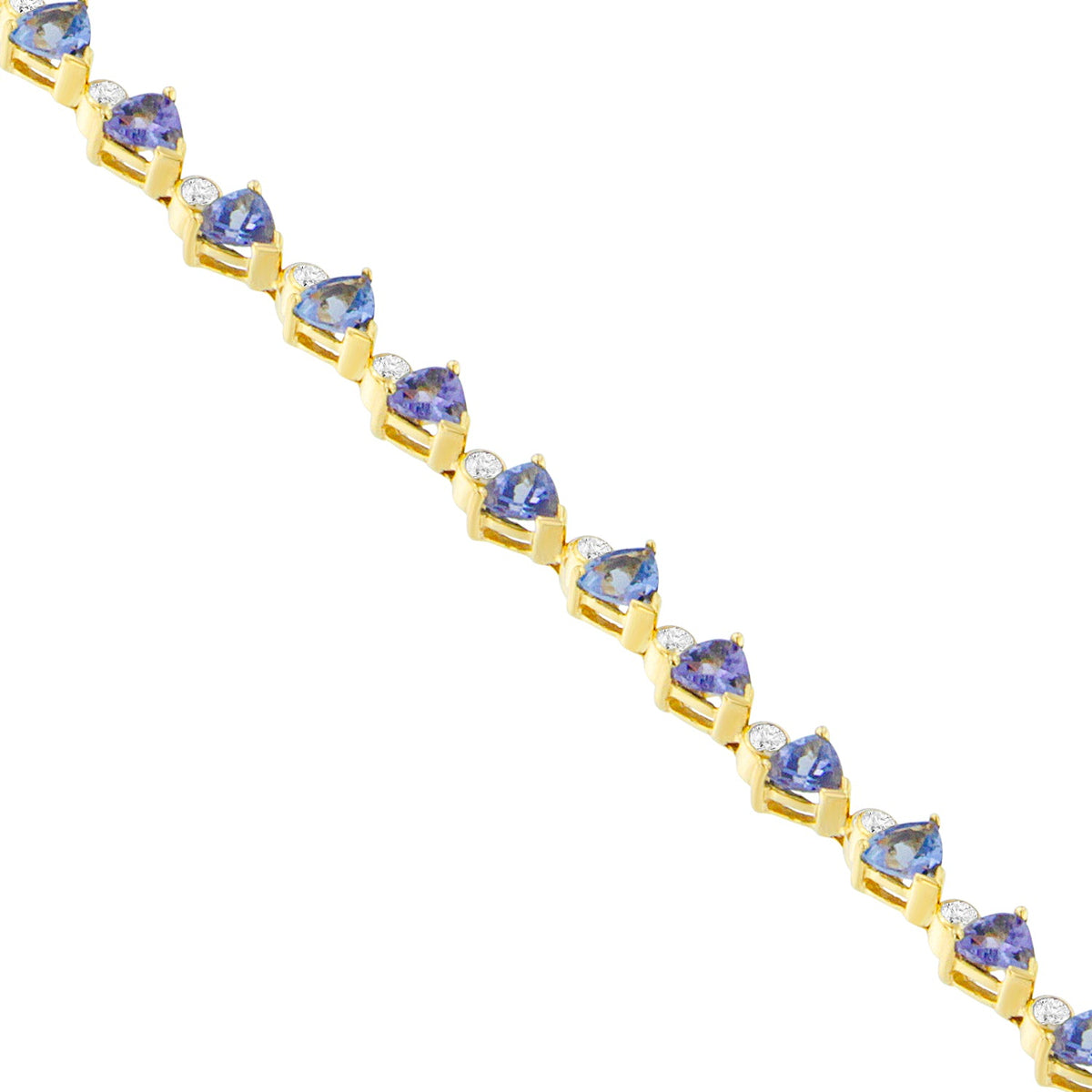 14K Yellow Gold Round-Cut Diamond and Tanzanite Bracelet (8.30 cttw, H-I Color, SI1-SI2 Clarity) - LinkagejewelrydesignLinkagejewelrydesign