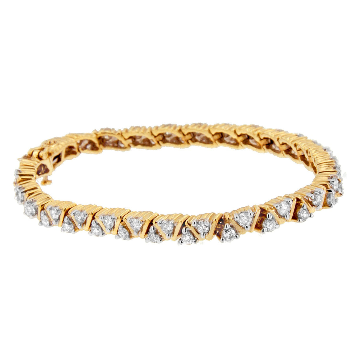 14K Yellow Gold Round-Cut Diamond Bracelet (4.00 cttw, H-I Color, I1-I2 Clarity) - LinkagejewelrydesignLinkagejewelrydesign