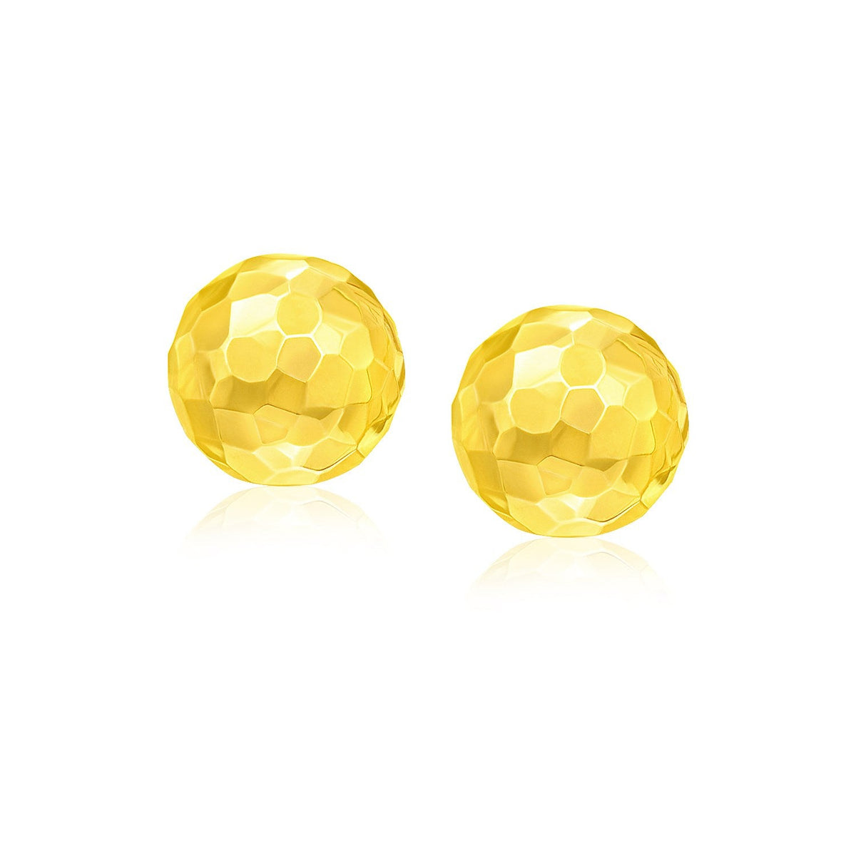 14k Yellow Gold Round Faceted Style Stud Earrings - LinkagejewelrydesignLinkagejewelrydesign