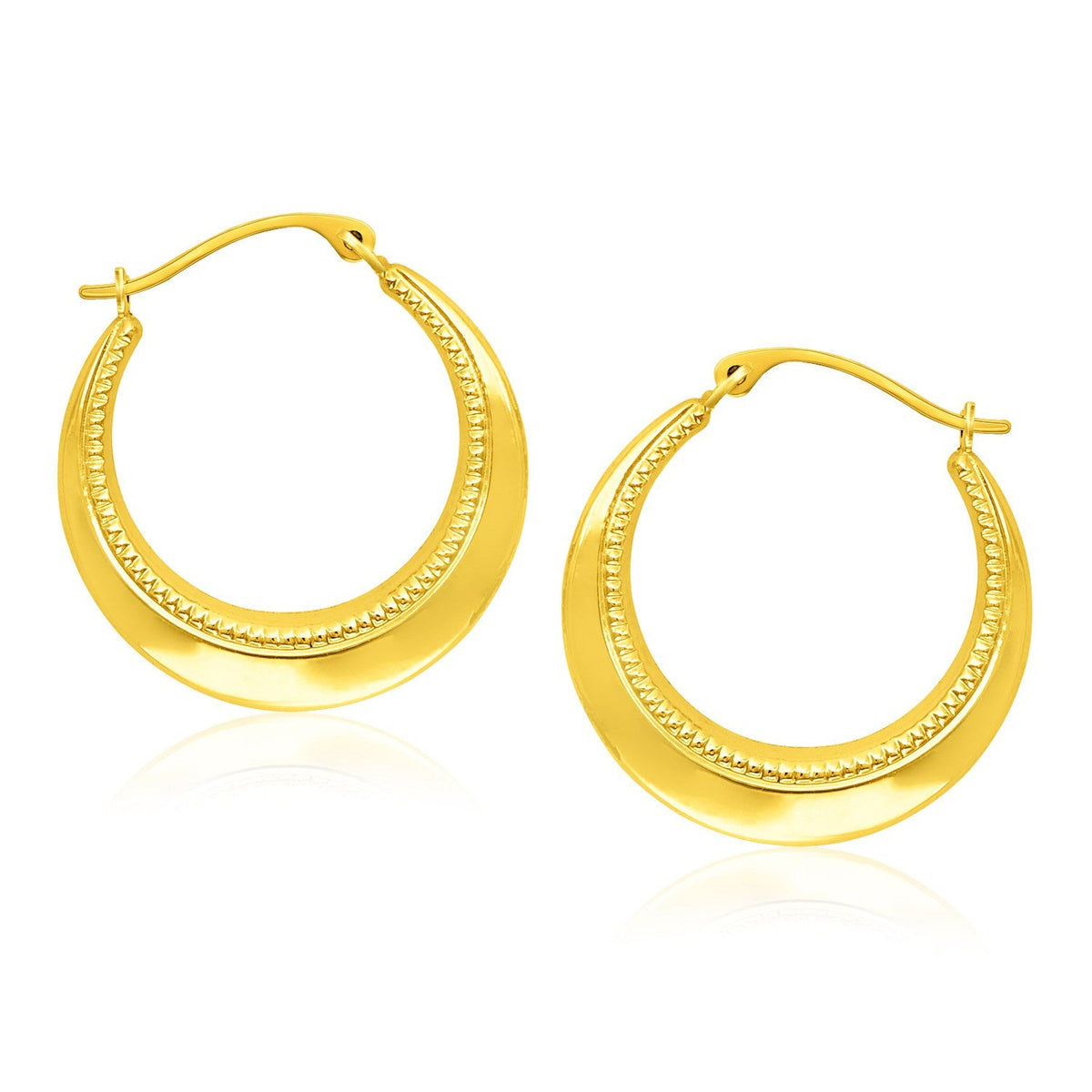 14k Yellow Gold Round Rope Texture Hoop Earrings - LinkagejewelrydesignLinkagejewelrydesign