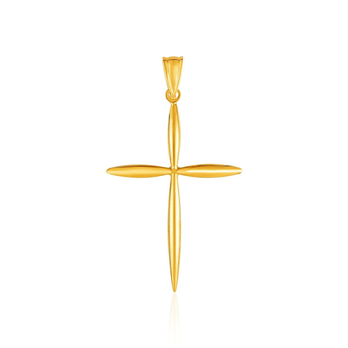 14k Yellow Gold Rounded and Pointed Cross Pendant - LinkagejewelrydesignLinkagejewelrydesign