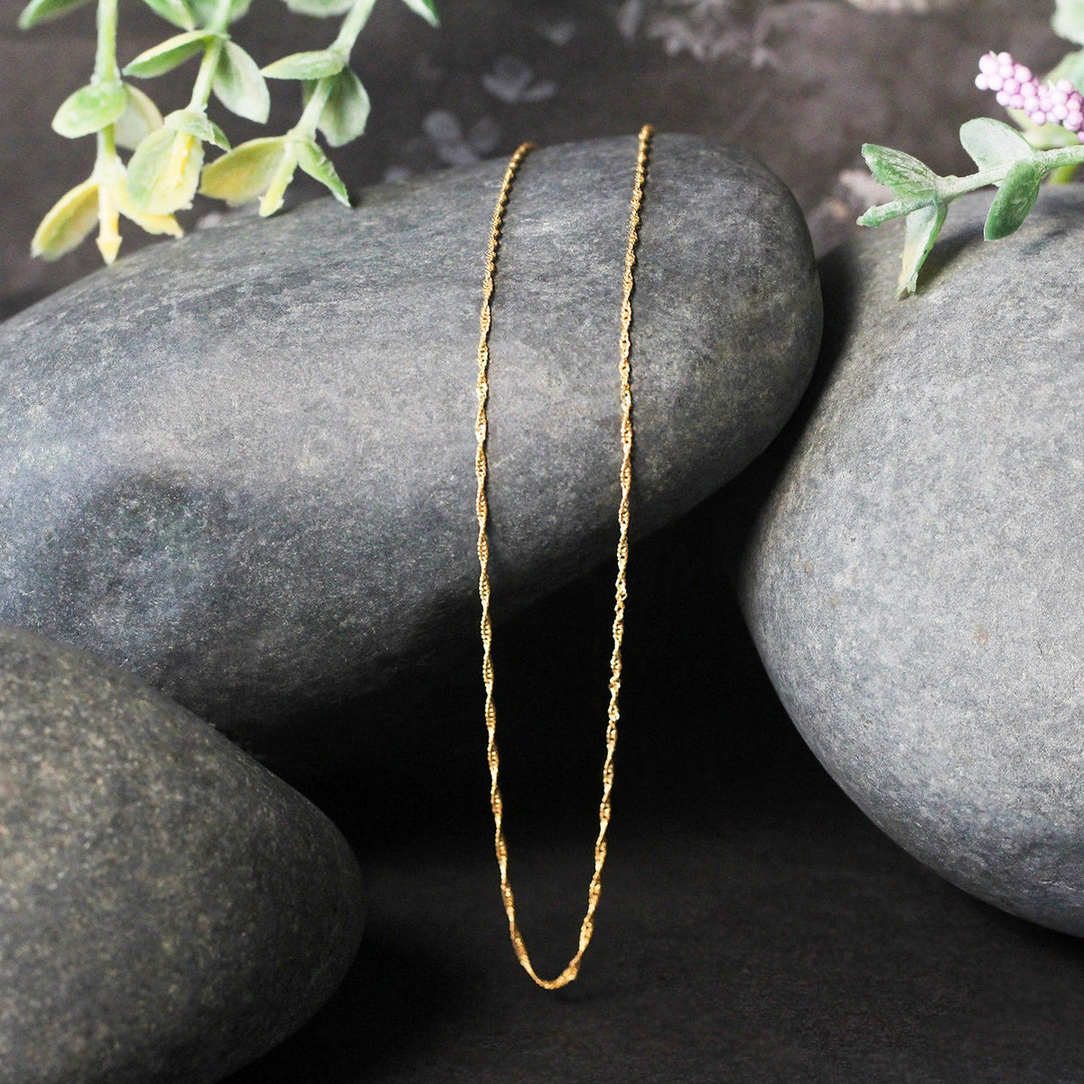 14k Yellow Gold Singapore Chain 0.8mm - LinkagejewelrydesignLinkagejewelrydesign
