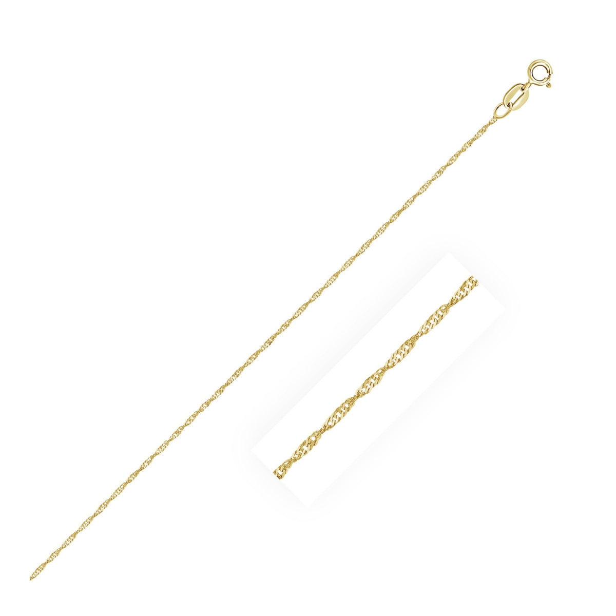 14k Yellow Gold Singapore Chain 0.8mm - LinkagejewelrydesignLinkagejewelrydesign