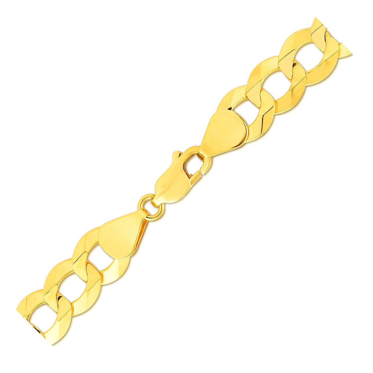 14k Yellow Gold Solid Curb Bracelet 10.0mm - LinkagejewelrydesignLinkagejewelrydesign