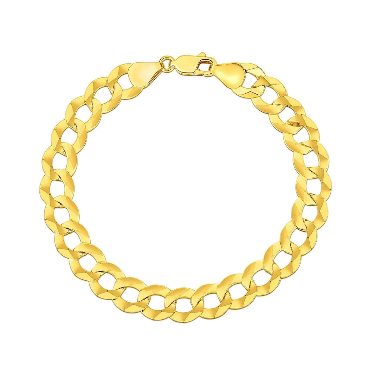 14k Yellow Gold Solid Curb Bracelet 10.0mm - LinkagejewelrydesignLinkagejewelrydesign